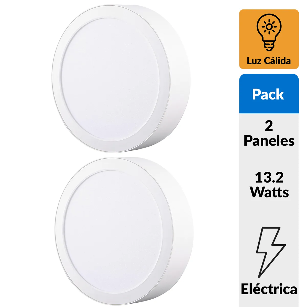 DAIRU - Pack 2 Panel Led Sobrepuesto Circular Blanco 12W Luz Cálida