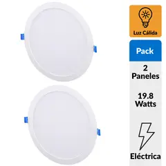 DAIRU - Pack 2 Panel Led Empotrado Circular Blanco 18W Luz Cálida