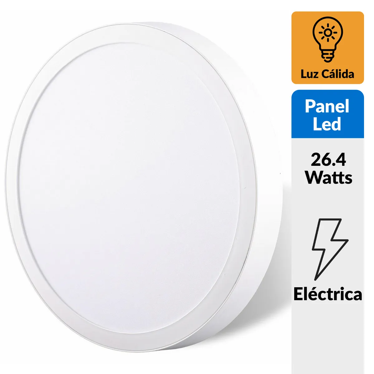 DAIRU - Panel Led Sobrepuesto Circular Blanco 24W Luz Cálida