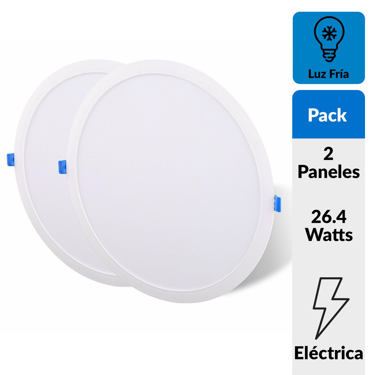 DAIRU - Pack 2 Panel Led Empotrado Circular Blanco 24W Luz Fría