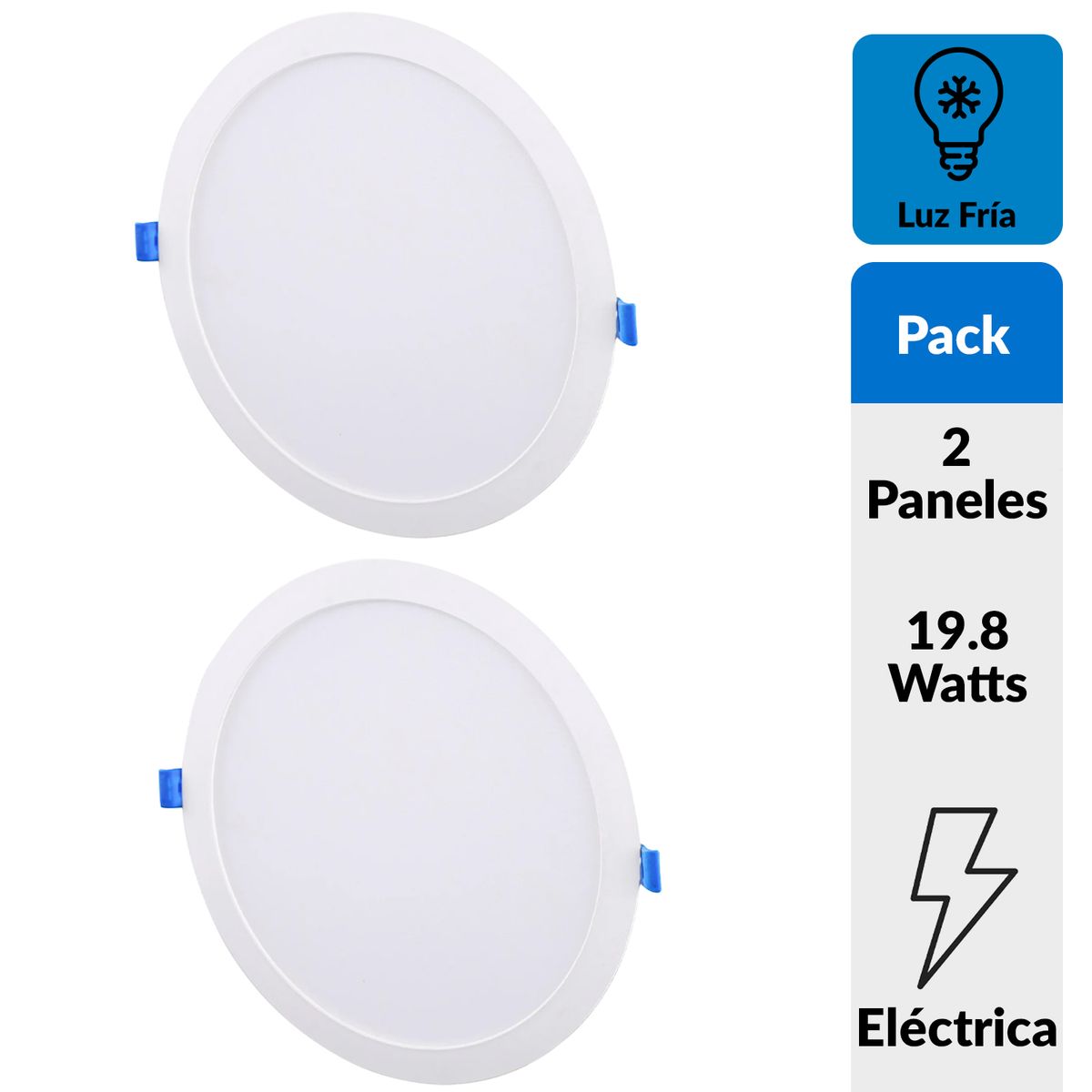 DAIRU - Pack 2 Panel Led Empotrado Circular Blanco 18W Luz Fría