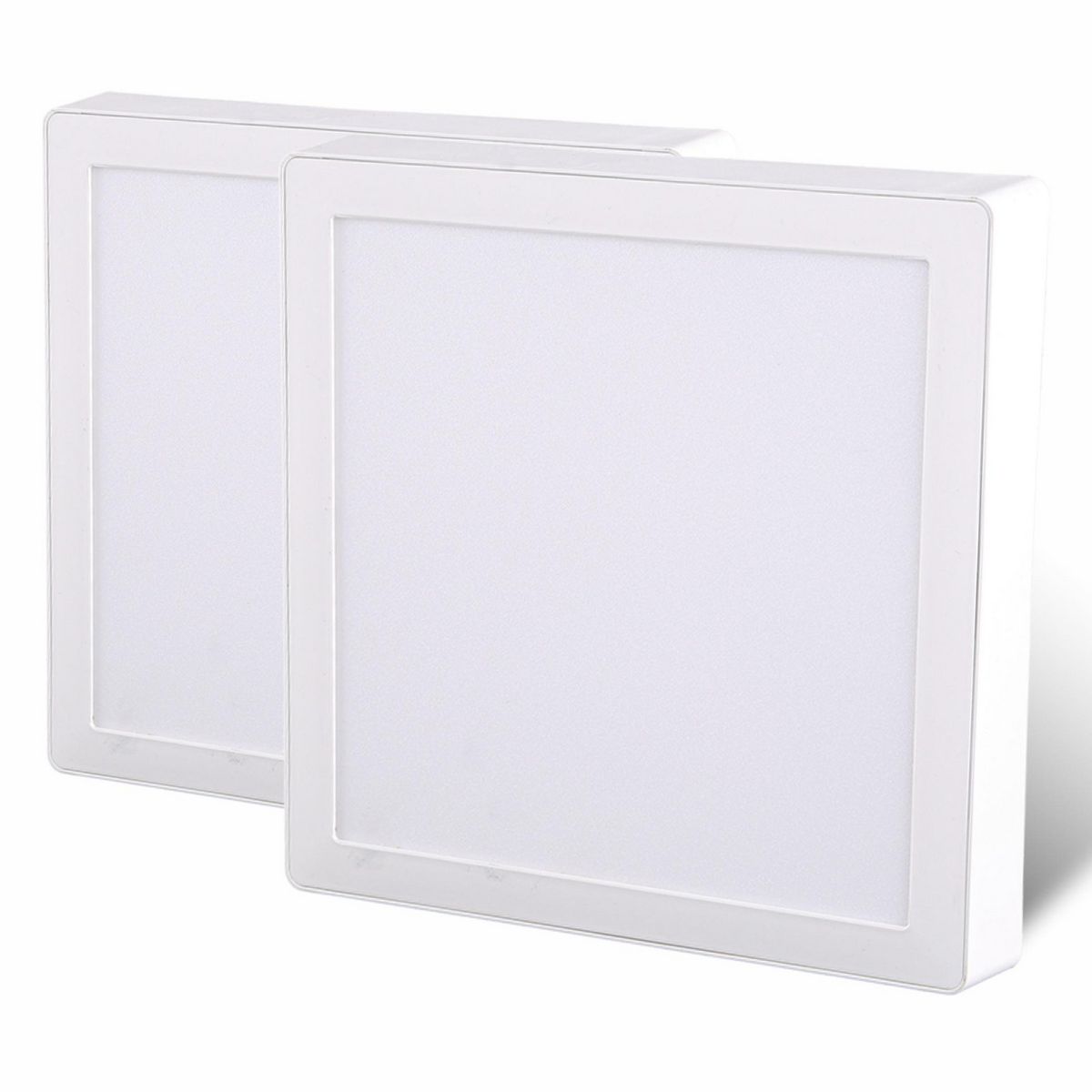 DAIRU - Pack 2 Panel Led Sobrepuesto Cuadrado Blanco 24W Luz Cálida