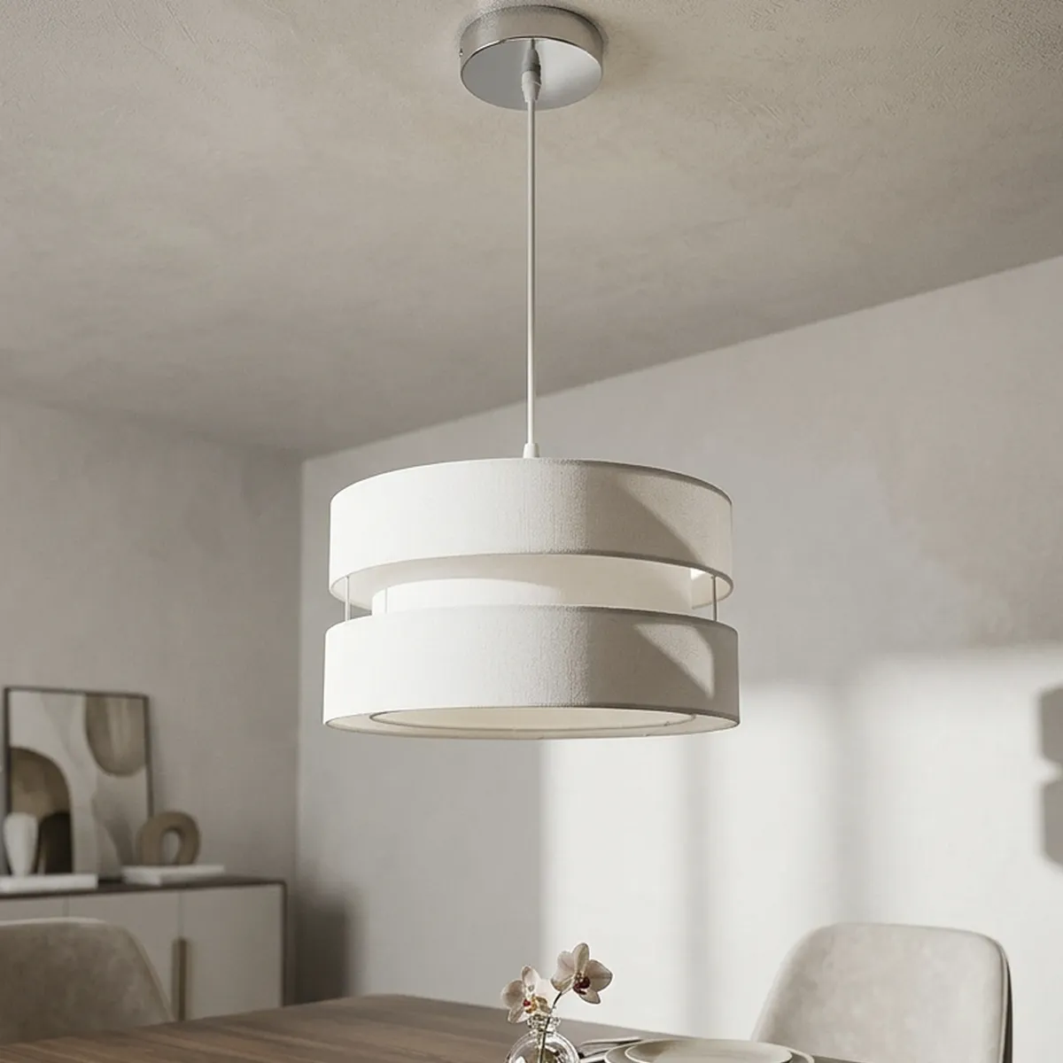 Lámpara Colgante Tela Blanco, marca JUST HOME COLLECTION - Foto Principal