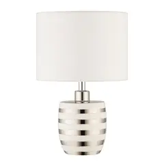 JUST HOME COLLECTION - Lámpara Mesa Marian Blanco Plateado 18x28 cm