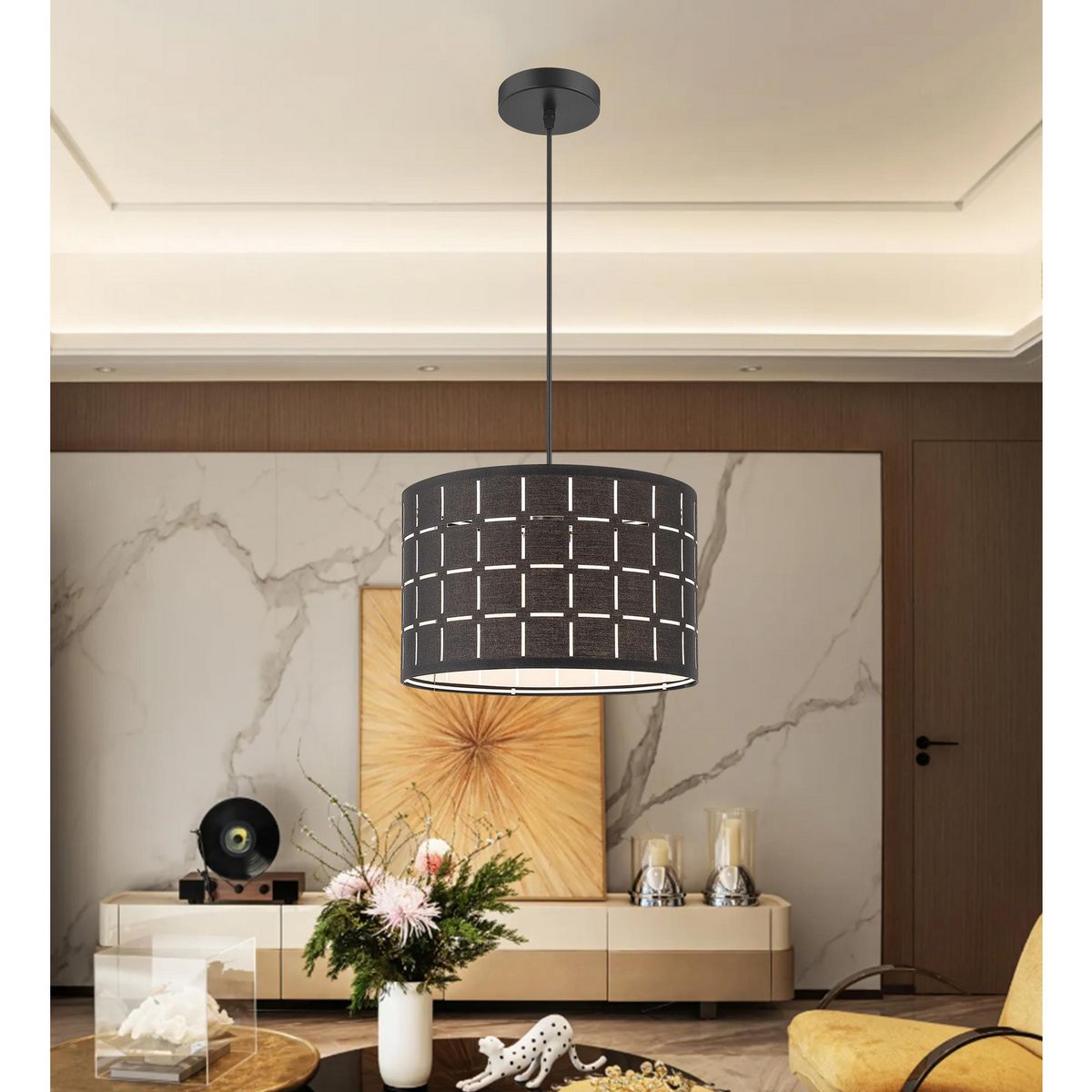 JUST HOME COLLECTION - Lámpara Colgante Tela Negro