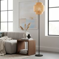 Lámpara pie Ben Natural 30x150 cm Pantalla Bambu Base Acero