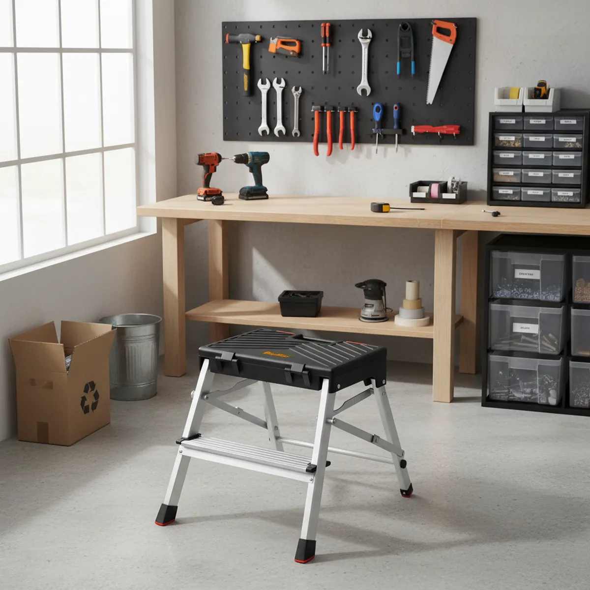 BAUKER - Escala De tijera Aluminio 65 cm 2 Peldaños