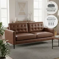 Sofá 3 cuerpos Industrial 190x83x88 cm Café