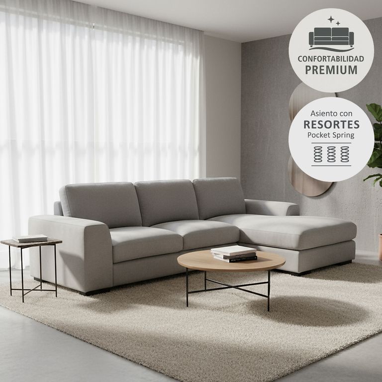 JUST HOME COLLECTION Sofá Seccional 4 Cuerpos Derecho Nube 293x89x178 cm Taupe