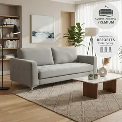 JUST HOME COLLECTION - Sofá 3 cuerpos Stella 213x83x94 cm Gris