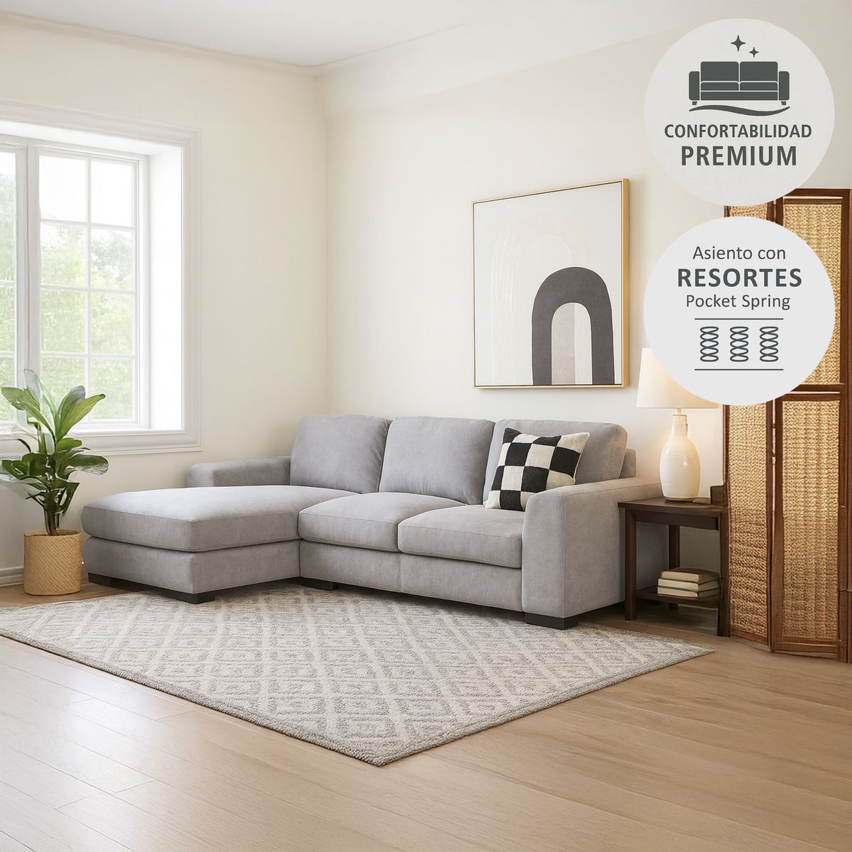 JUST HOME COLLECTION - Sofá Seccional 4 Cuerpos Izquierdo Nube 293 x 89 x 178 cm