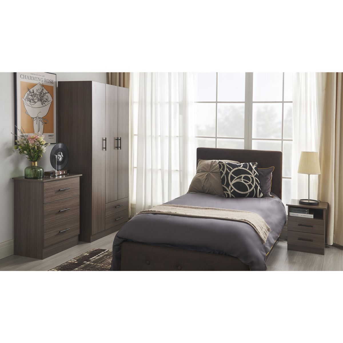 JUST HOME COLLECTION - Combo Closet + Velador + Cómoda Riomel 