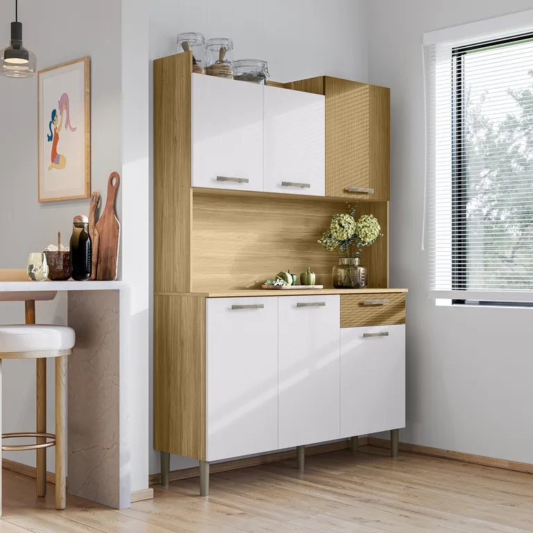 Kit Mueble Cocina New Genova 1 Cajón 6 Puertas 121. 5 Cm