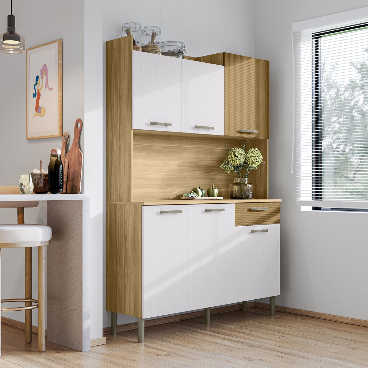 JUST HOME COLLECTION - Kit Mueble Cocina New Genova 1 Cajón 6 Puertas 121. 5 Cm