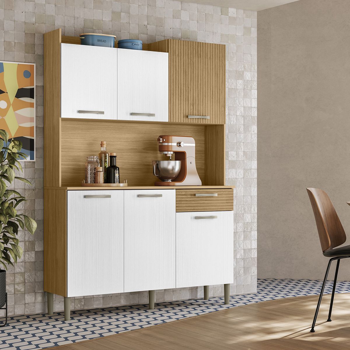 JUST HOME COLLECTION - Kit Mueble Cocina New Genova 1 Cajón 6 Puertas 121. 5 Cm