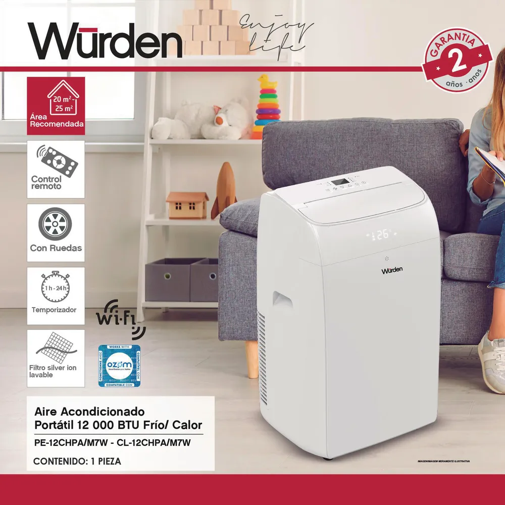 Wurden CL-12CHPA Portátil 12000 BTU Frío/Calor Wi-Fi, foto 4