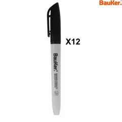 BAUKER - Marcador permanente negro 12 un