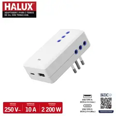 HALUX - Enchufe triple 3 Toma(s) 0 cm Blanco