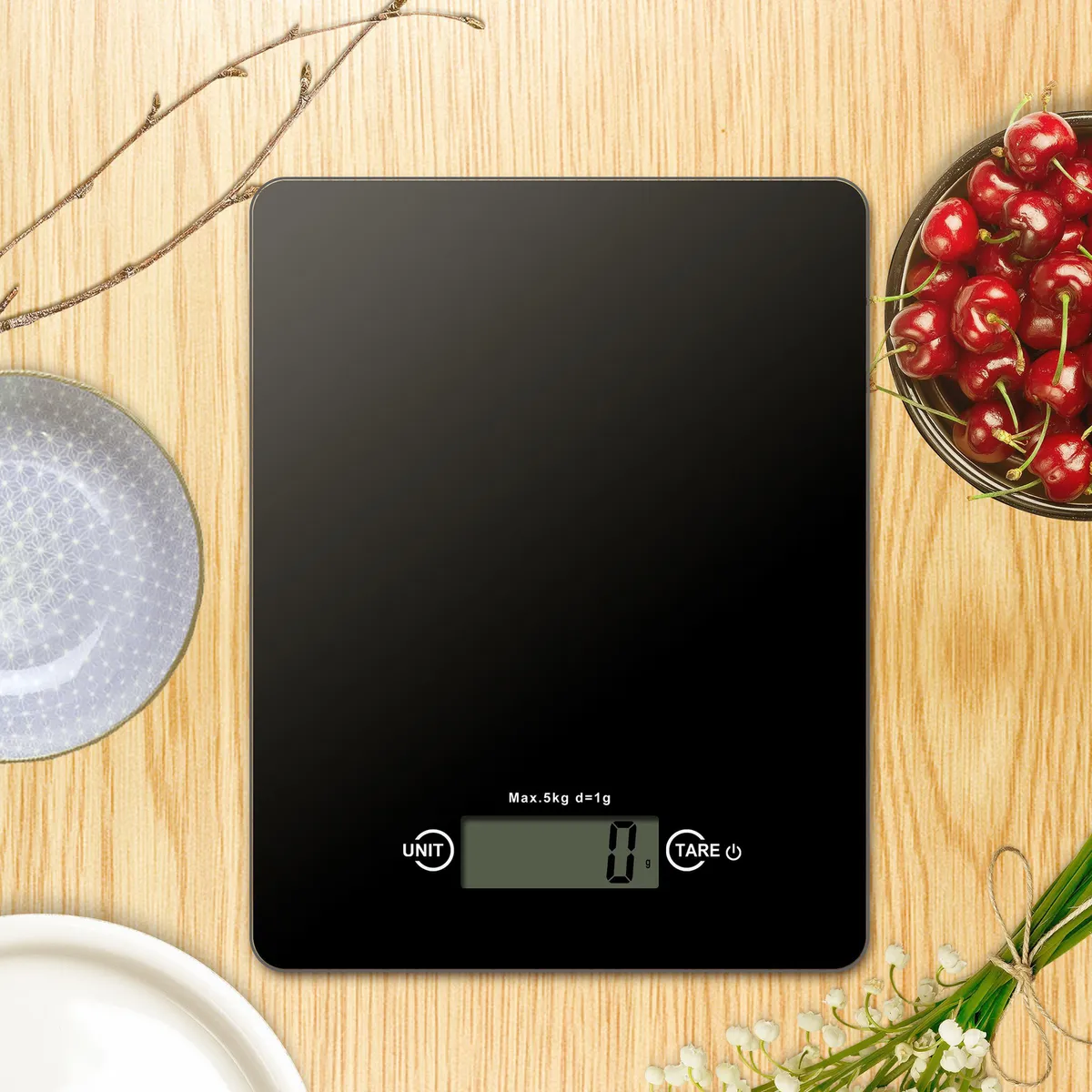 JUST HOME COLLECTION - Balanza Báscula digital 5 kg Negro