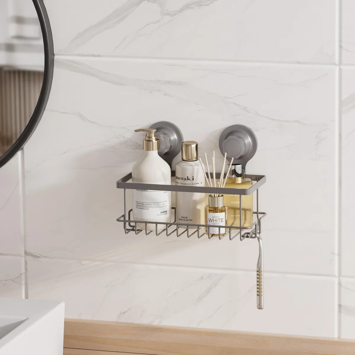 JUST HOME COLLECTION - Organizador de ducha succión taupe