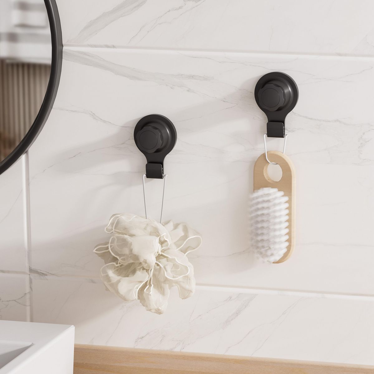 JUST HOME COLLECTION - Set de 2 ganchos de succión negro