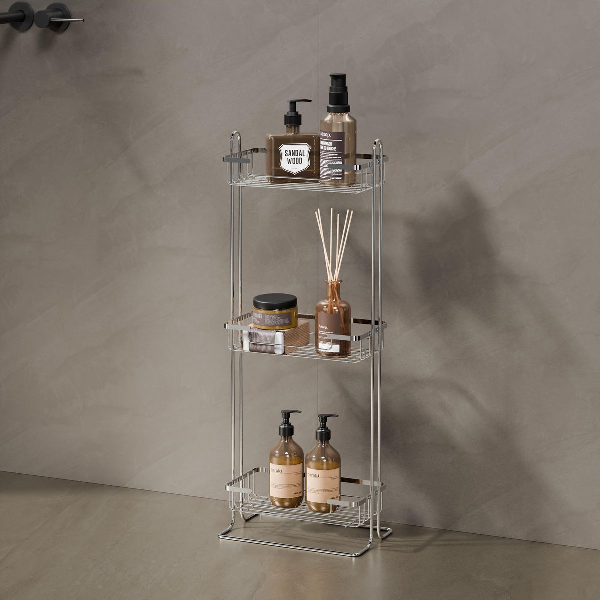 JUST HOME COLLECTION - Organizador de baño 3 niveles cromado