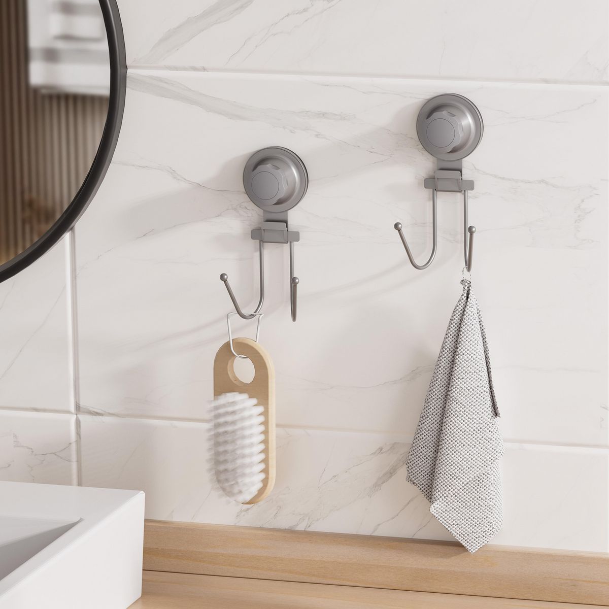 JUST HOME COLLECTION - Gancho doble de succión taupe