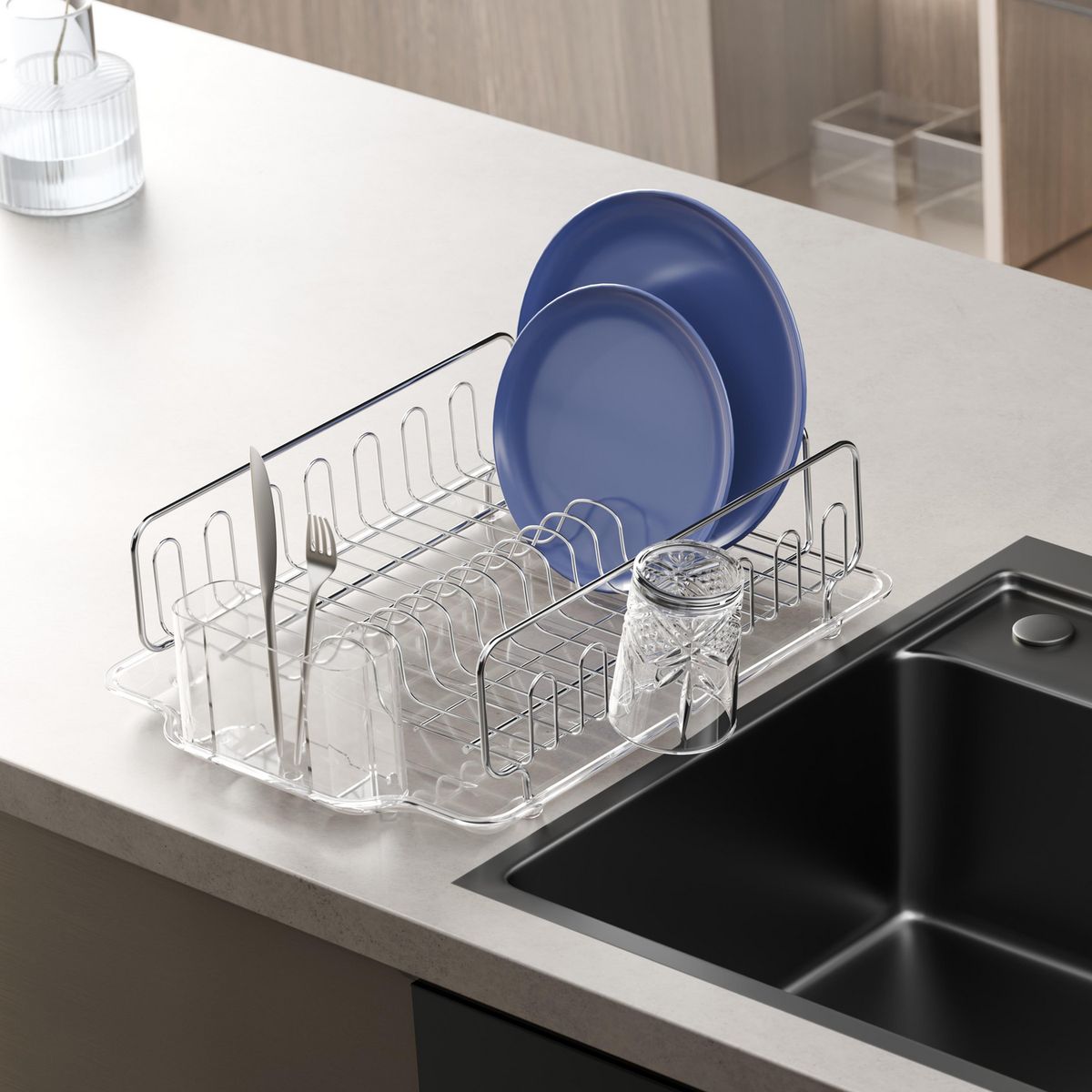 JUST HOME COLLECTION - Secaplatos cromada 33,7x44,4x13 cm