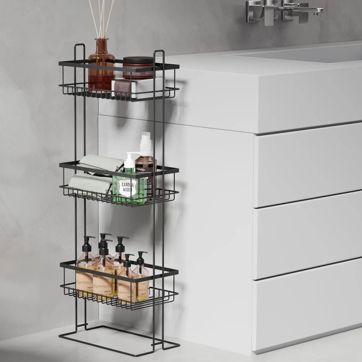 JUST HOME COLLECTION - Organizador piso 3 niveles negro
