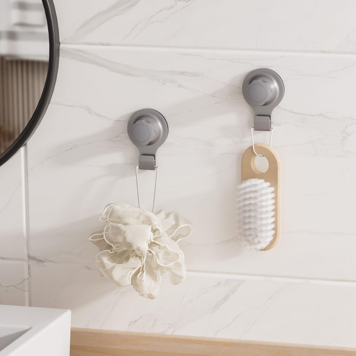 JUST HOME COLLECTION - Set de 2 ganchos de succión taupe