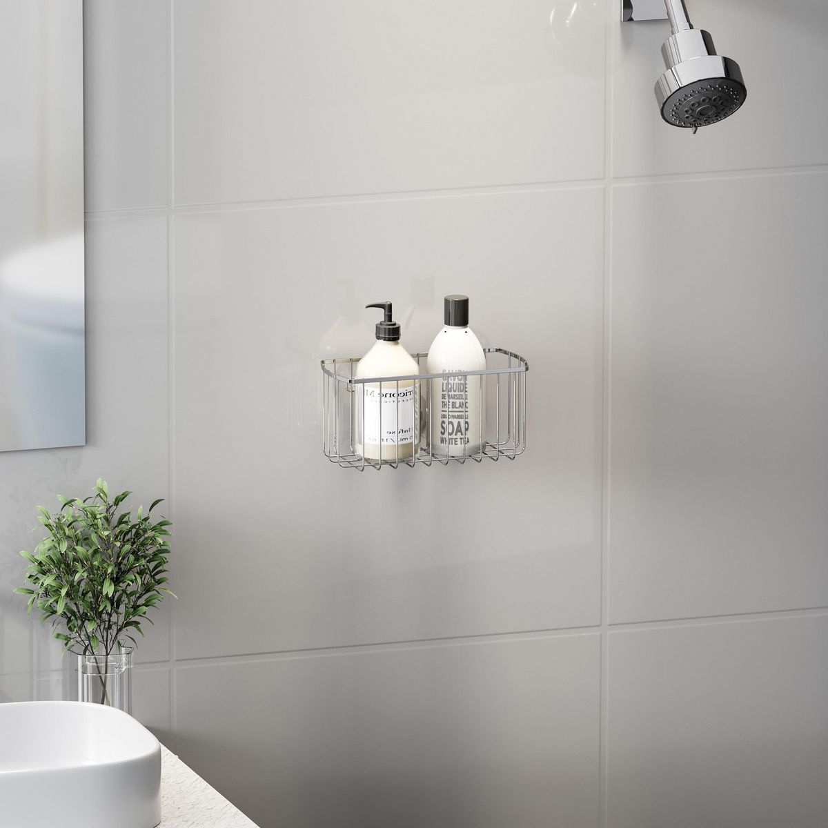 JUST HOME COLLECTION - Canasta ducha acero inoxidable