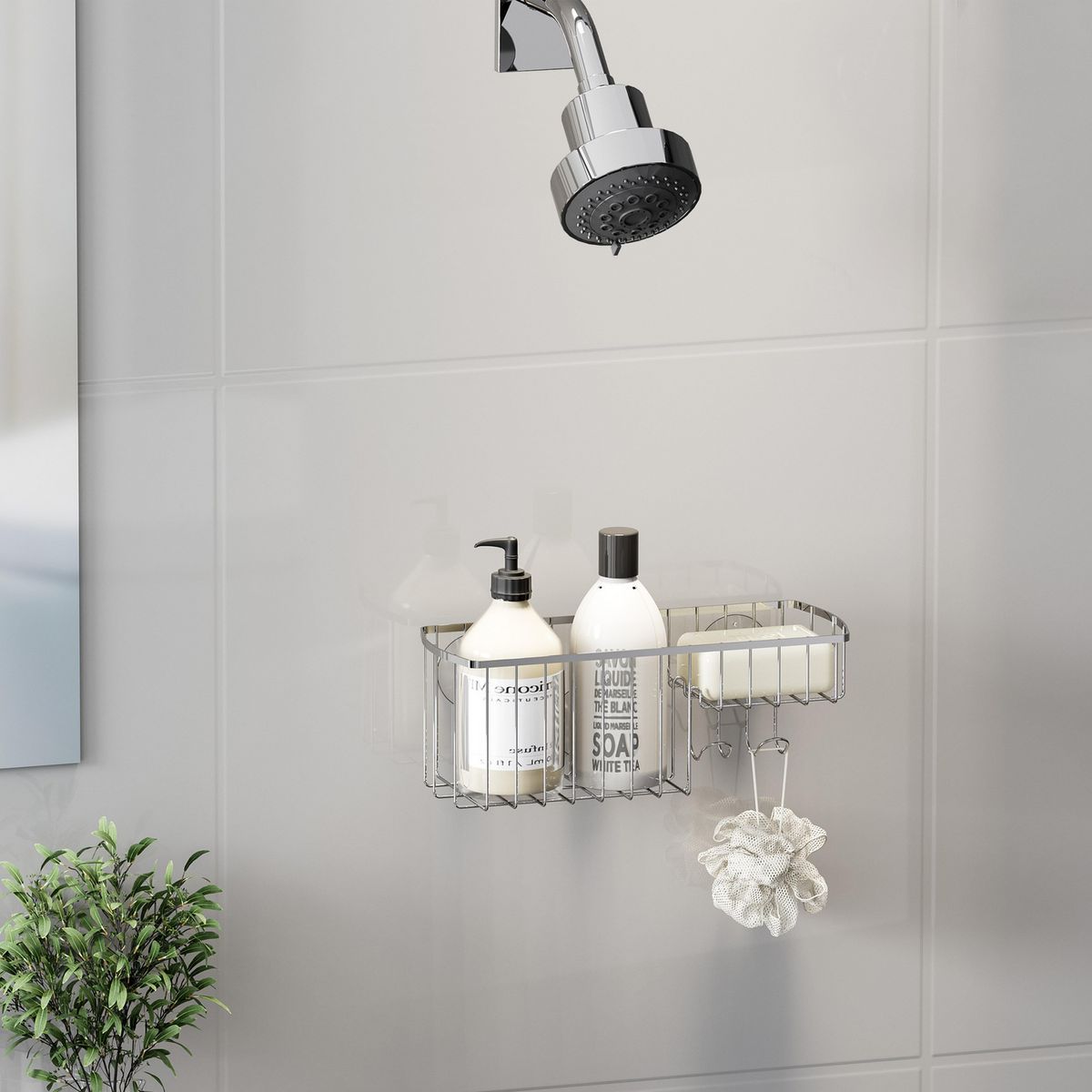 JUST HOME COLLECTION - Canasta de ducha acero inoxidable L