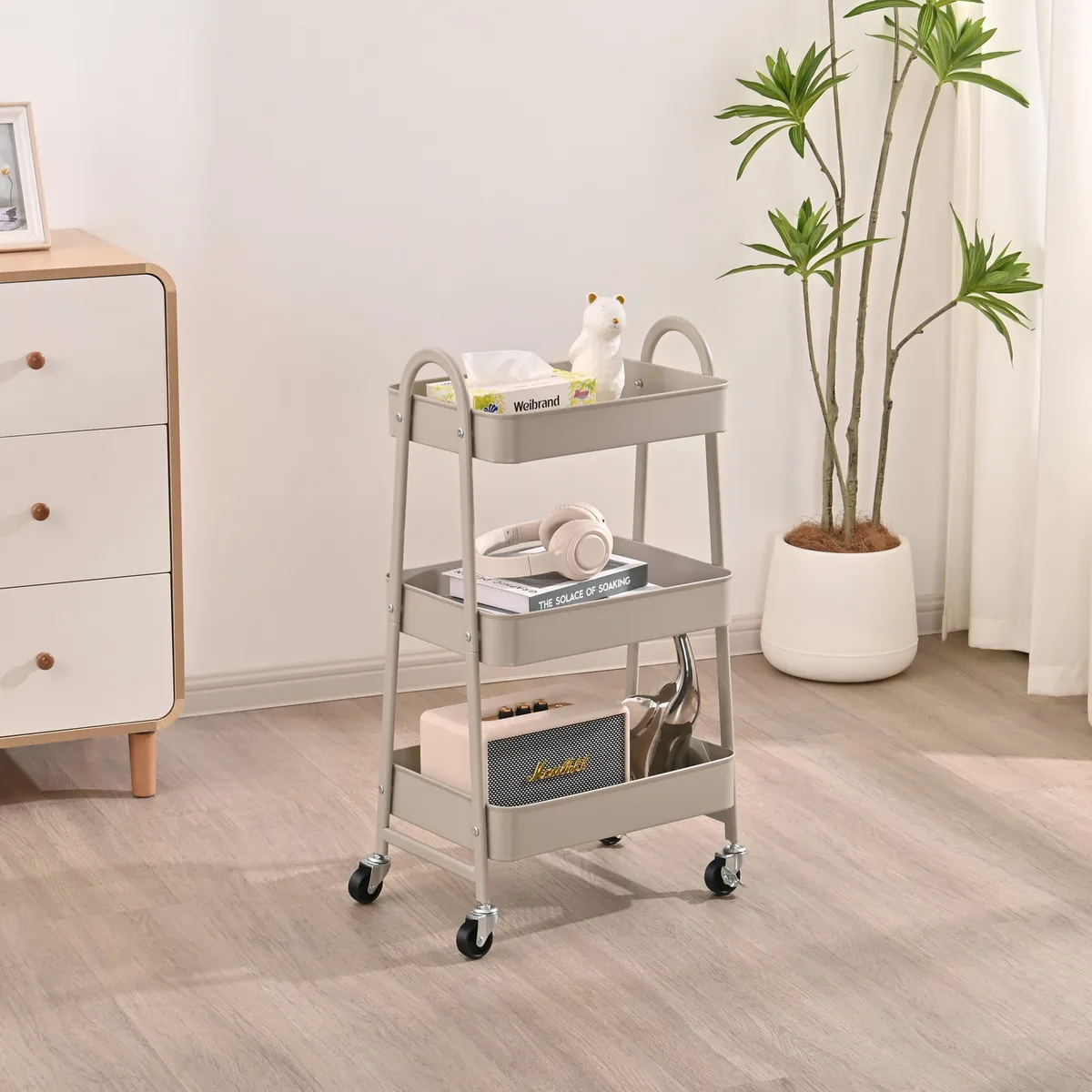 JUST HOME COLLECTION - Carrito multiuso con rueda gris