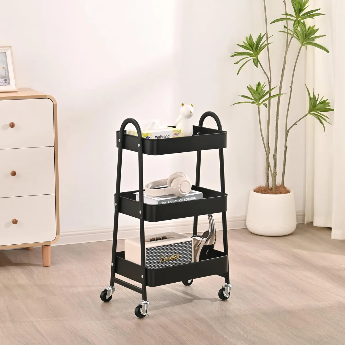 JUST HOME COLLECTION - Carrito multiuso con rueda negro