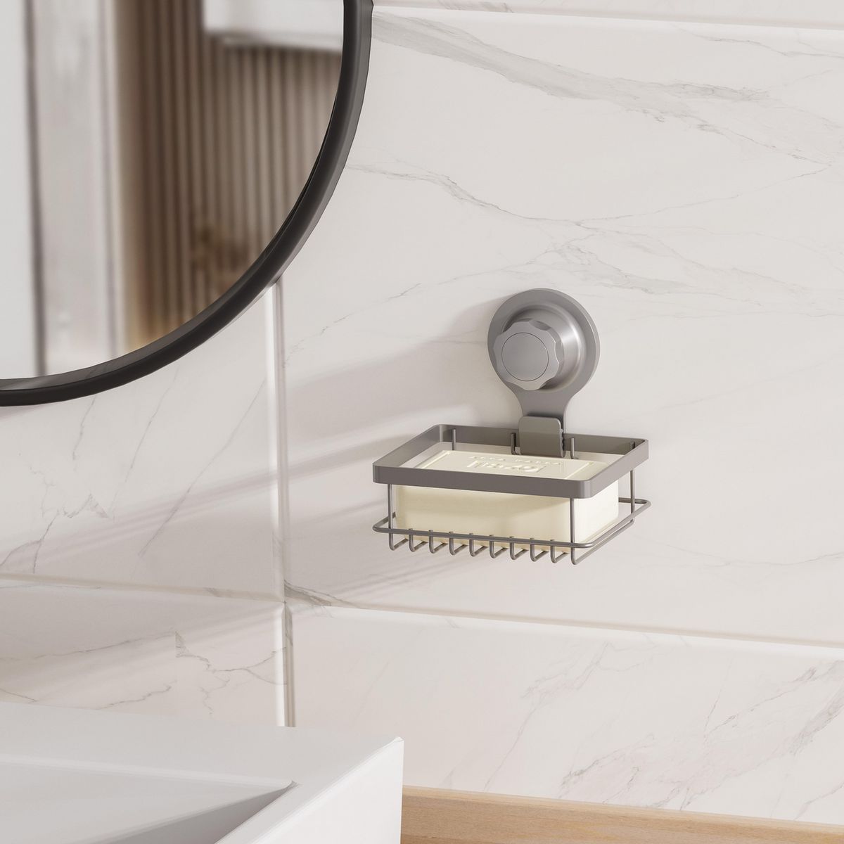 JUST HOME COLLECTION - Organizador de ducha succión taupe