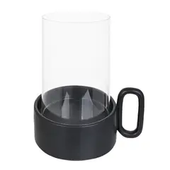 JUST HOME COLLECTION - Portavela vidrio negro 25 cm bw