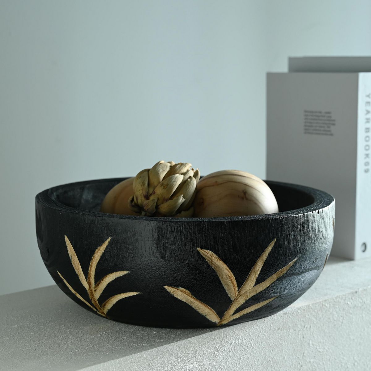 JUST HOME COLLECTION - Cuenco madera Negro 11x29 cm