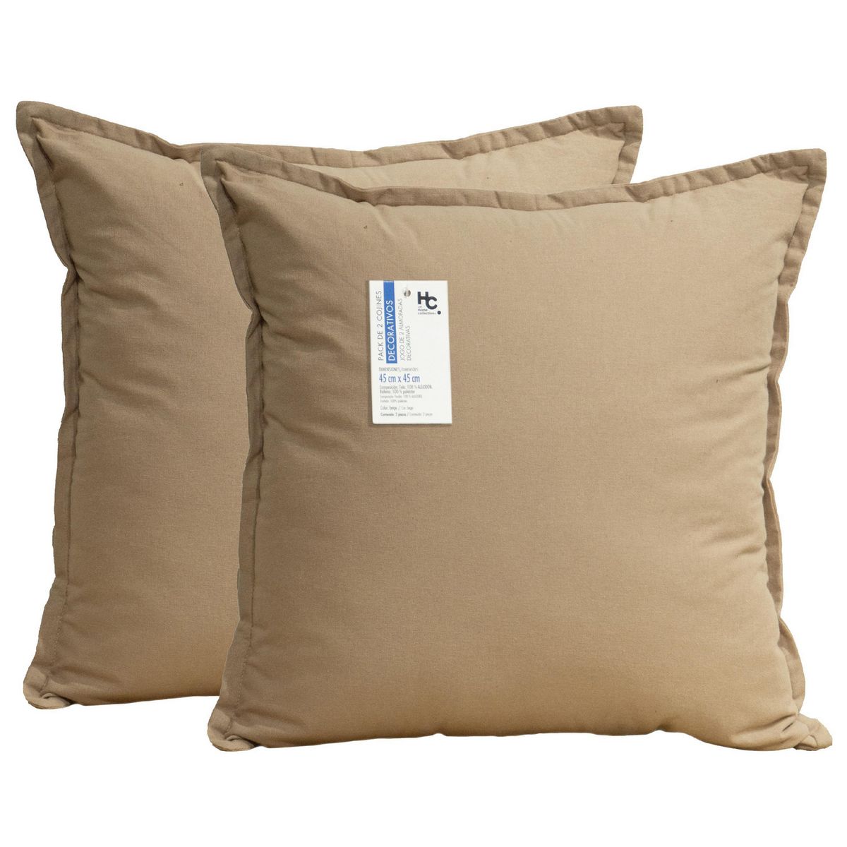 JUST HOME COLLECTION - Set 2 Cojínes Beige 45x45 cm