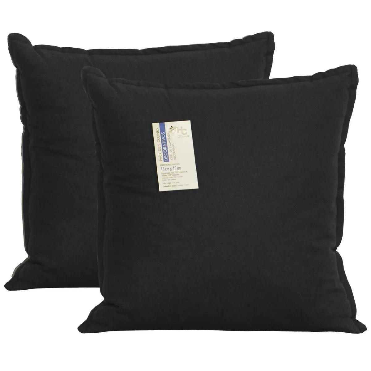 JUST HOME COLLECTION - Set 2 Cojínes Negro 45x45 cm