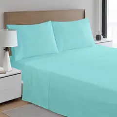 JUST HOME COLLECTION - Sábana FS134ARUYCLPE 1.5 plazas 180 Hilos Turquesa