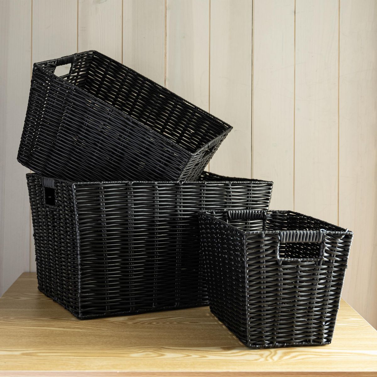 JUST HOME COLLECTION - Canasto tejido 37x48x Negro