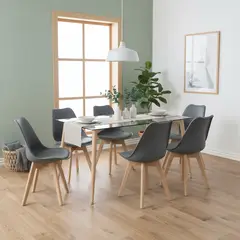 JUST HOME COLLECTION - Juego De Comedor Denver 6 Sillas Mesa Vidrio Rectangular 140X80X75Cm