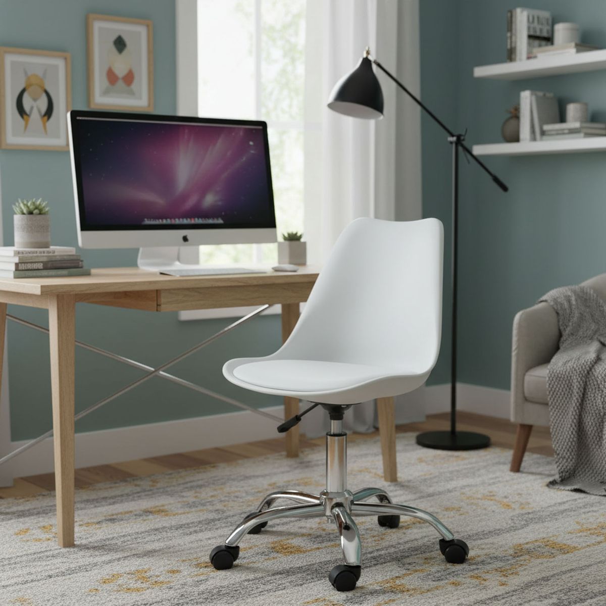 JUST HOME COLLECTION - Silla Escritorio Zurich Blanco 47,5x91,5x58 cm