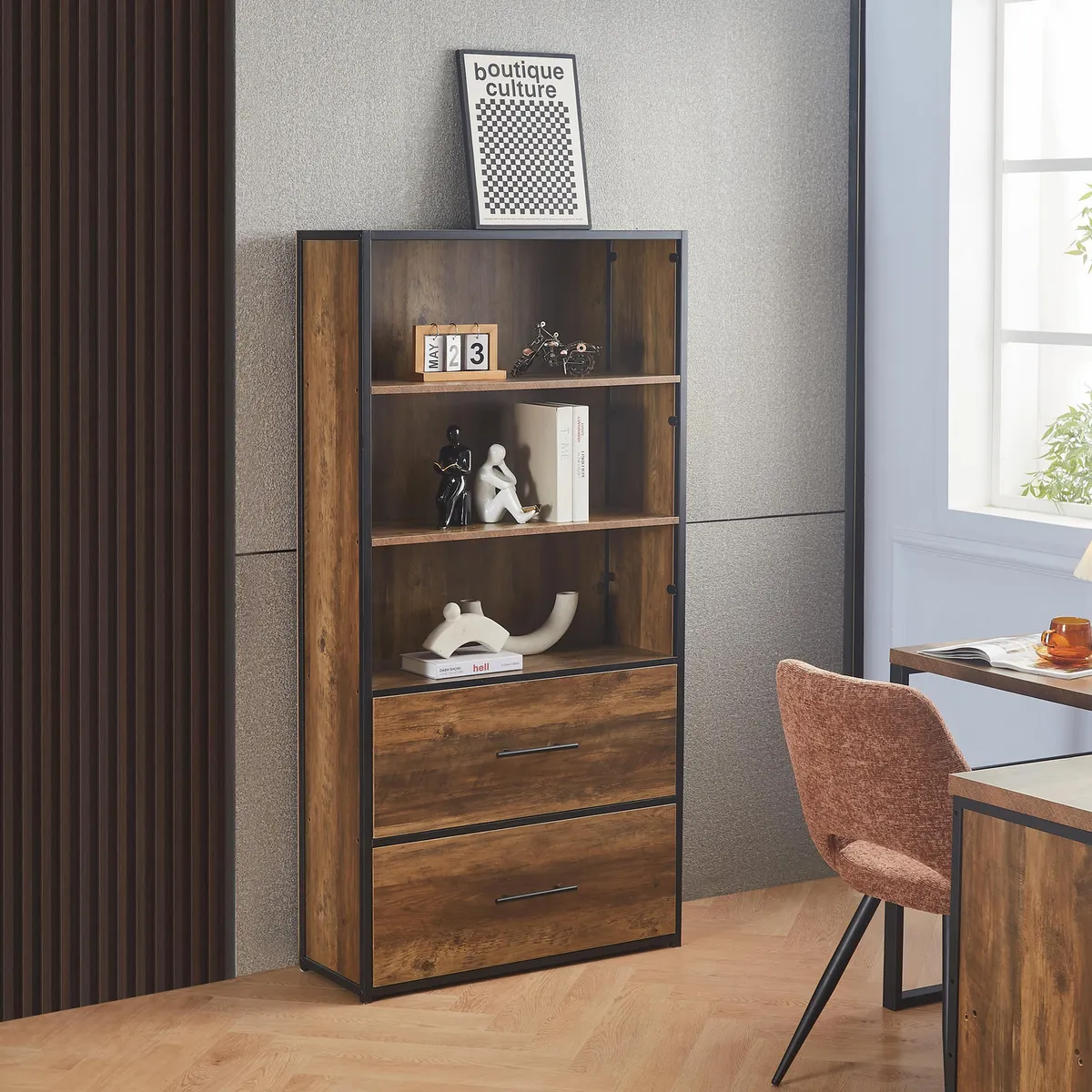 JUST HOME COLLECTION - Estante Librero 3 Nivel(Es) 80X160X30 Cm Café