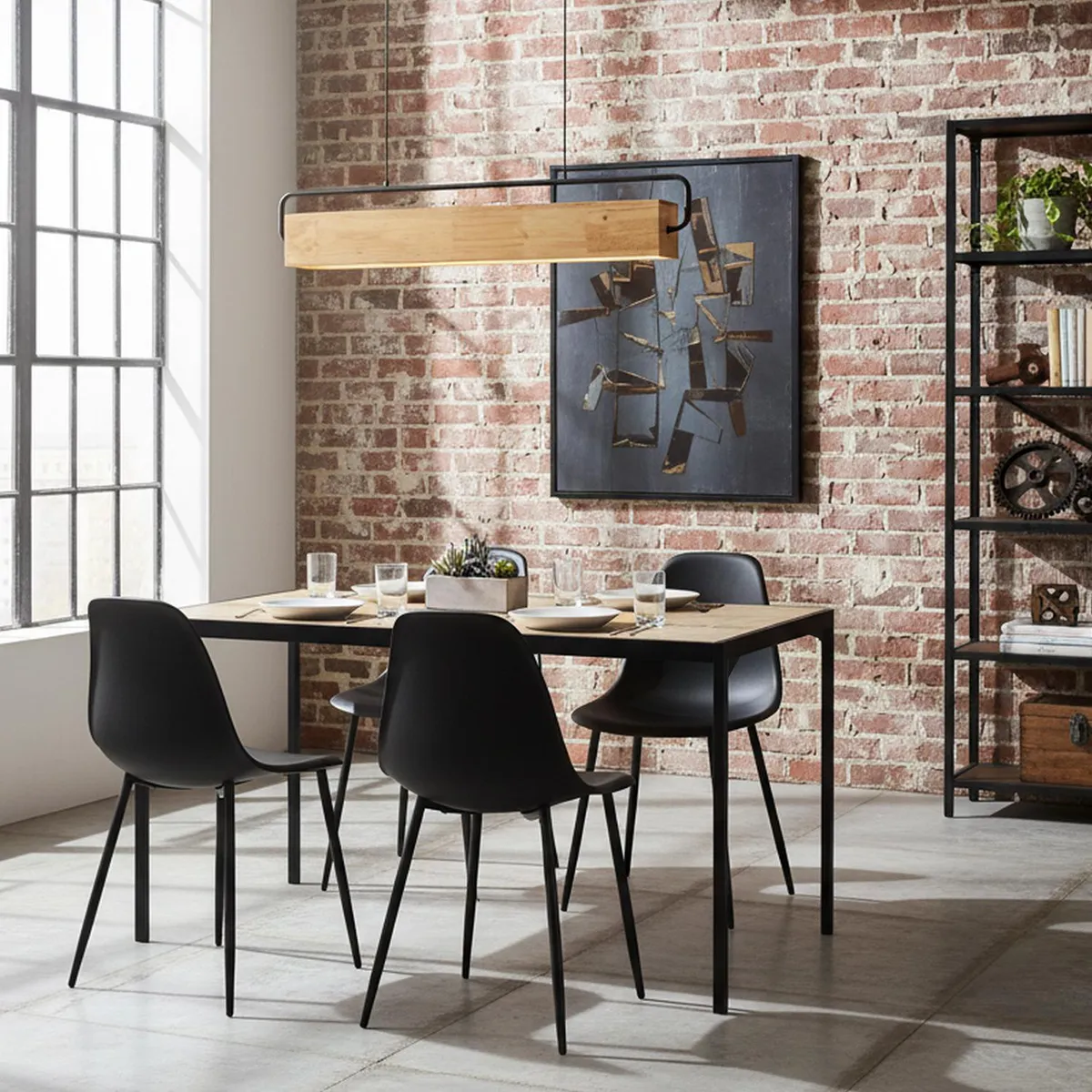 JUST HOME COLLECTION - Juego de comedor Aramisa 4 Sillas Mesa Rectangular 120x75x75 cm Café