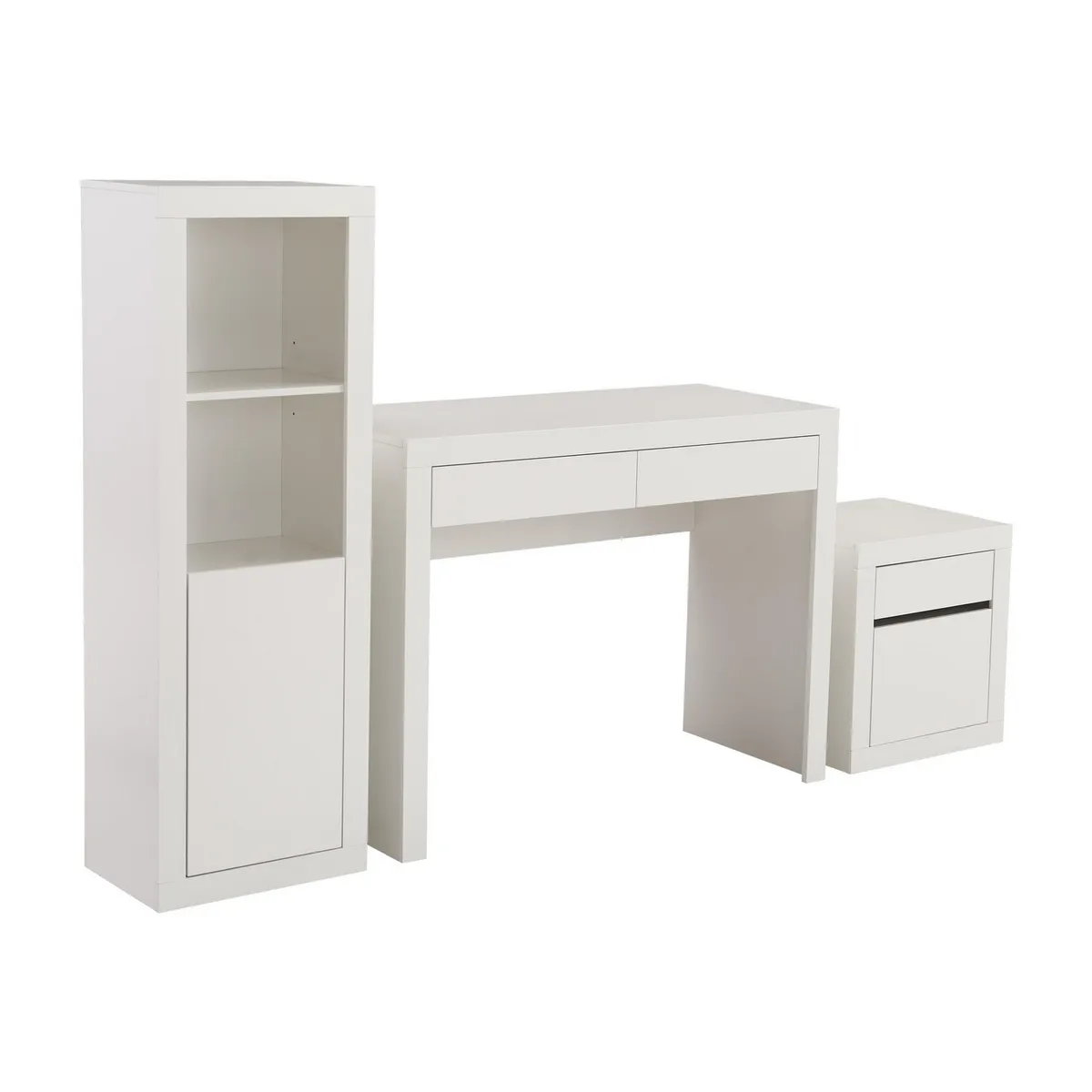 JUST HOME COLLECTION - Escritorio + Librero + Cajonera Lida Blanco 100X40X76 Cm