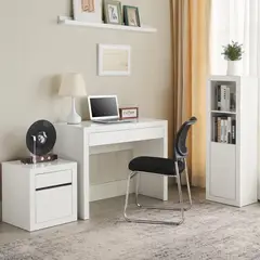 JUST HOME COLLECTION - Combo escritorio + cajonera + librero Lida blanco