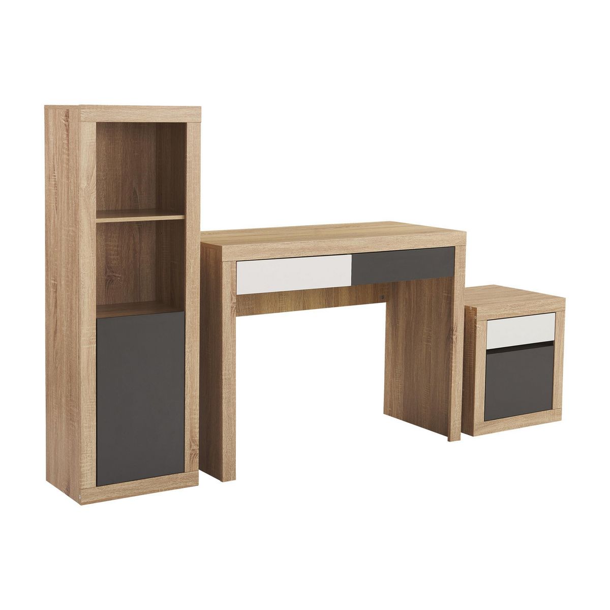 JUST HOME COLLECTION - Escritorio + Librero + Cajonera Lida Multicolor 100X40X76 Cm