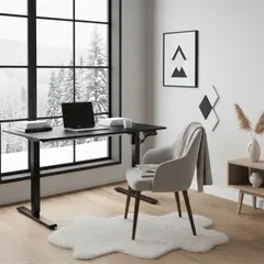 JUST HOME COLLECTION - Escritorio Altura Ajustable Eléctrico Negro 120X144X60 Cm