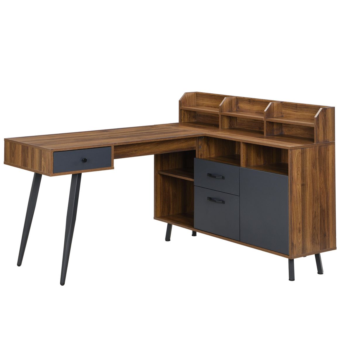 JUST HOME COLLECTION - Escritorio En L Taree Café/Gris 140X75X120 Cm